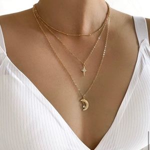 Star & Moon 3 piece Gold Layered Chains